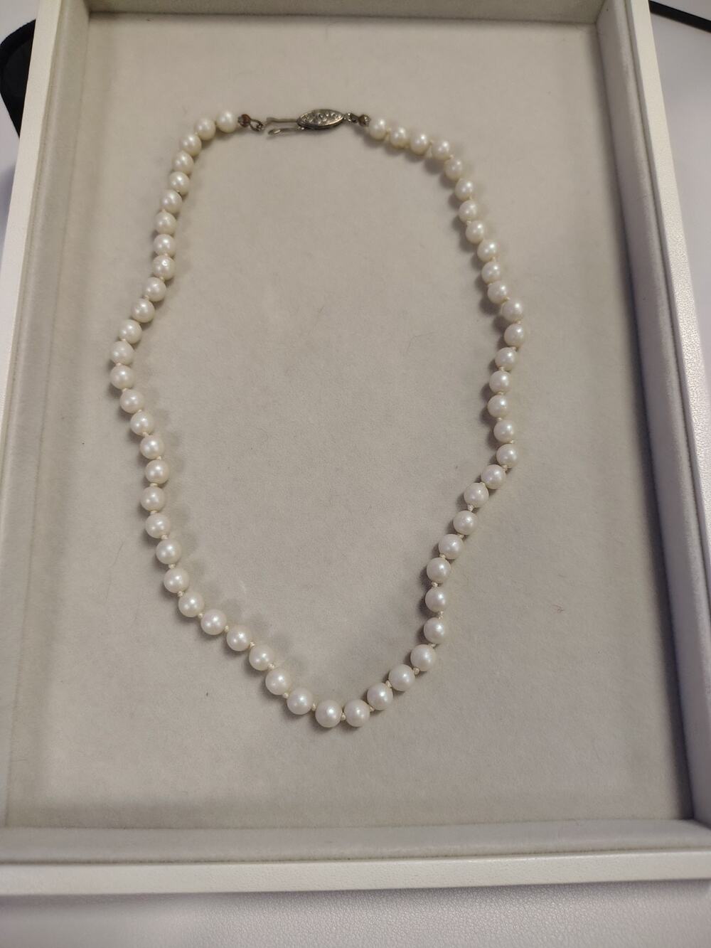Mid 20th Century 15-inch-Hand Knotted Faux Pearl Necklace Choker